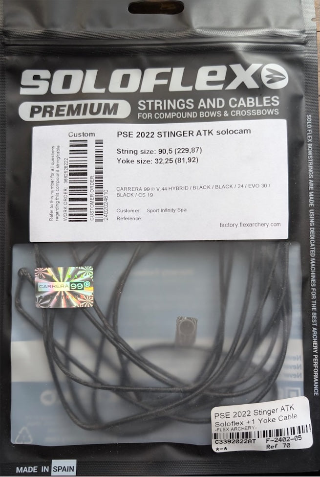 PSE 2022 STINGER ATK solocam - SOLOFLEX set 1 string SOLO + 1 yoke cable - Lengths: 90,5 / 32,25 -